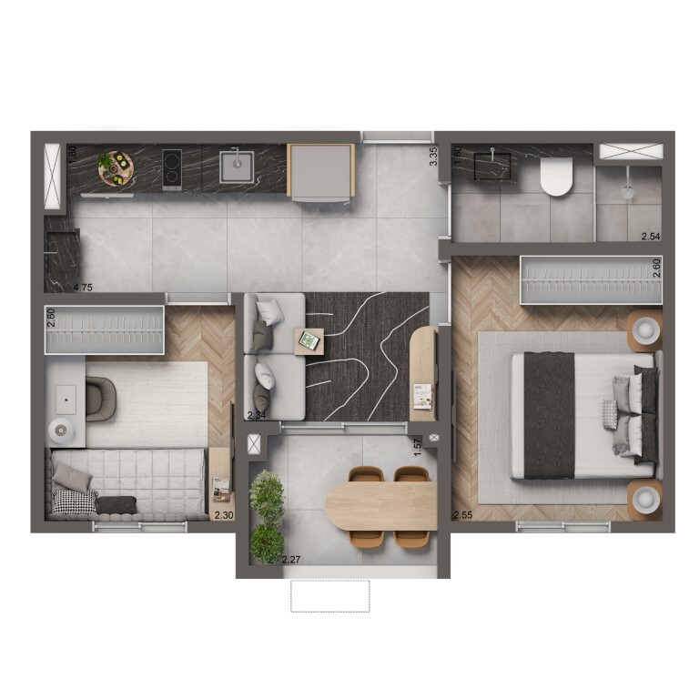 Living Full Estaiada: 2 dorm 38m²