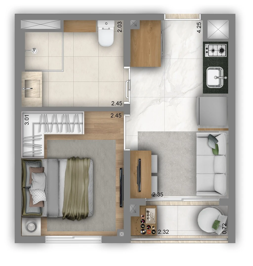 Planta do Living In Nova Klabin