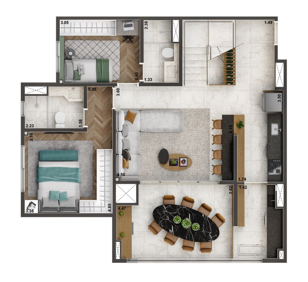 Living Only Ipiranga: 3 dorm 163m² cobertura duplex inferior