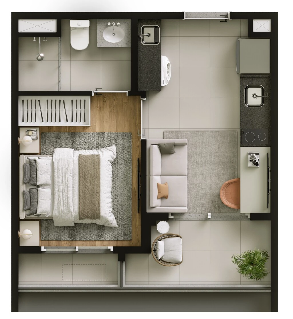 Look Berrini: 1 dorm 27m²