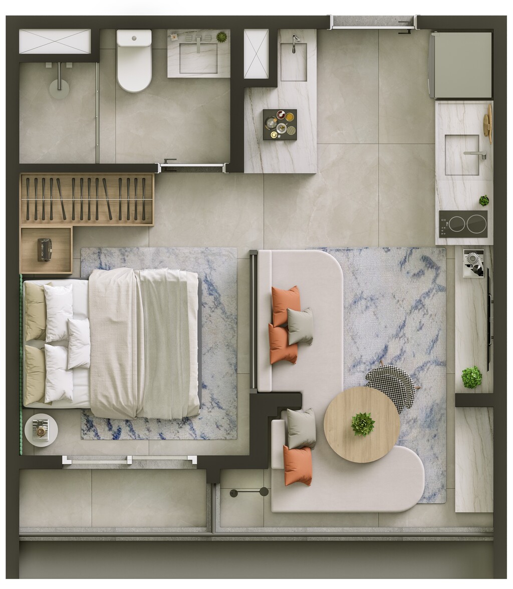 Look Berrini: 1 dorm 27m² studio opção