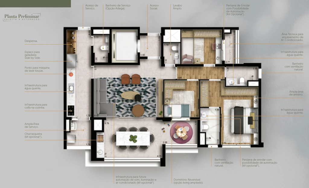 Loomi Chácara Santo Antônio: 3 dorm 115m²