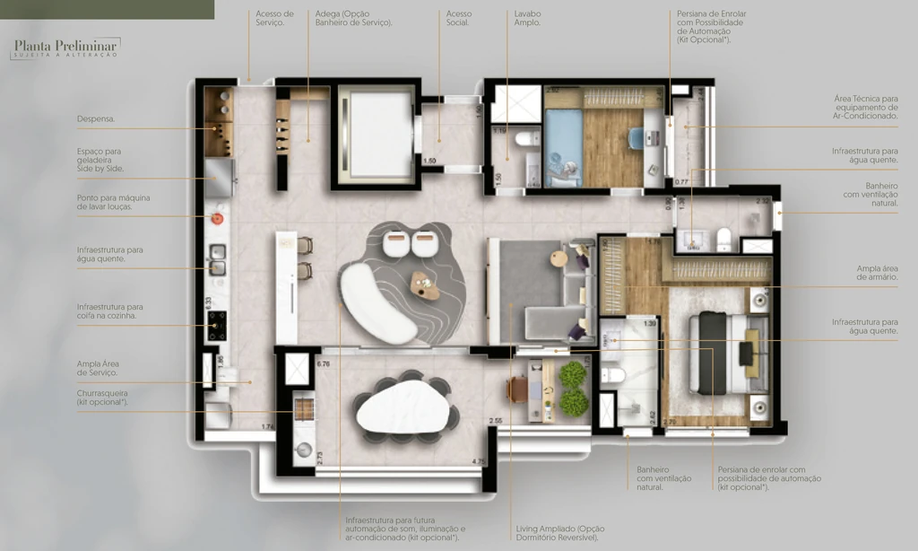 Loomi Chácara Santo Antônio: 2 dorm 115m² opção