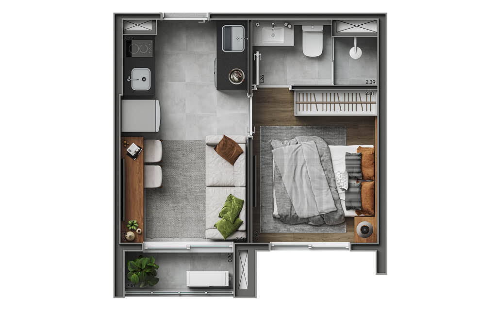 Luna Klablin: 1 dorm 26m²