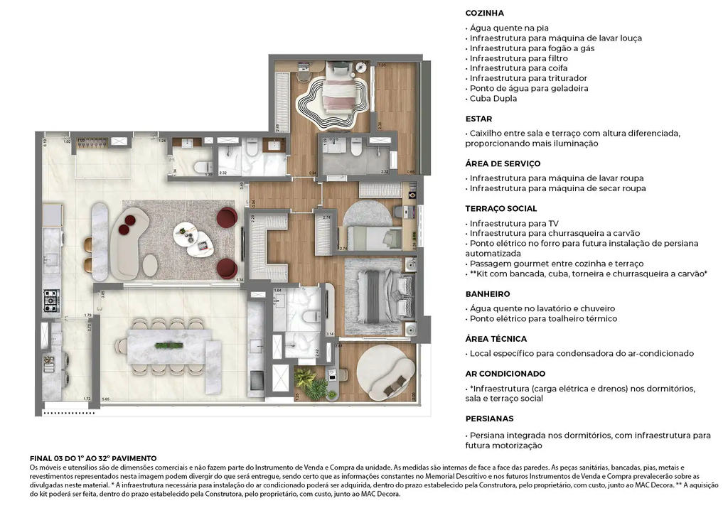 MAC Brooklin: 3 dorm 138m² opção 1