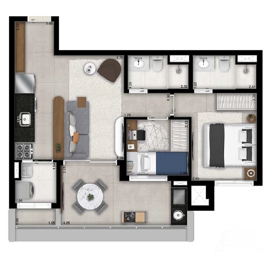 Mac Campo Belo: 2 dorm 64m²