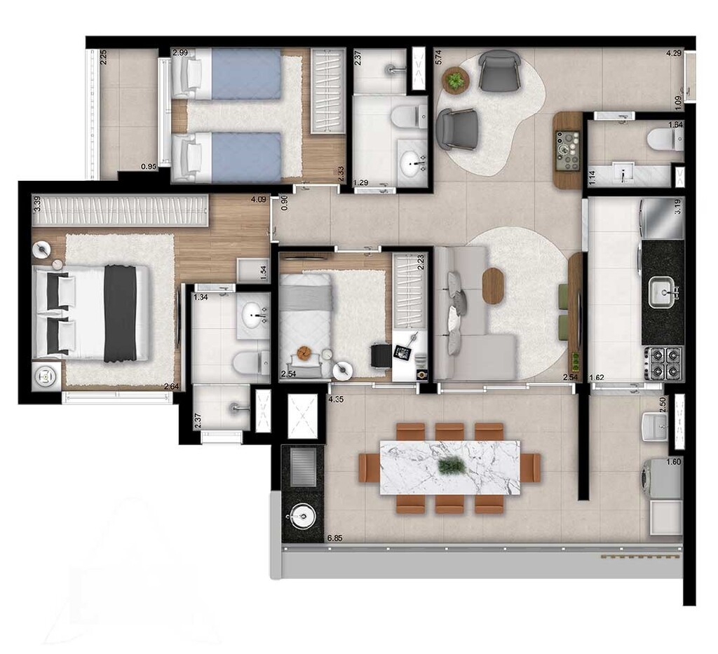 Mac Campo Belo: 3 dorm 88m²
