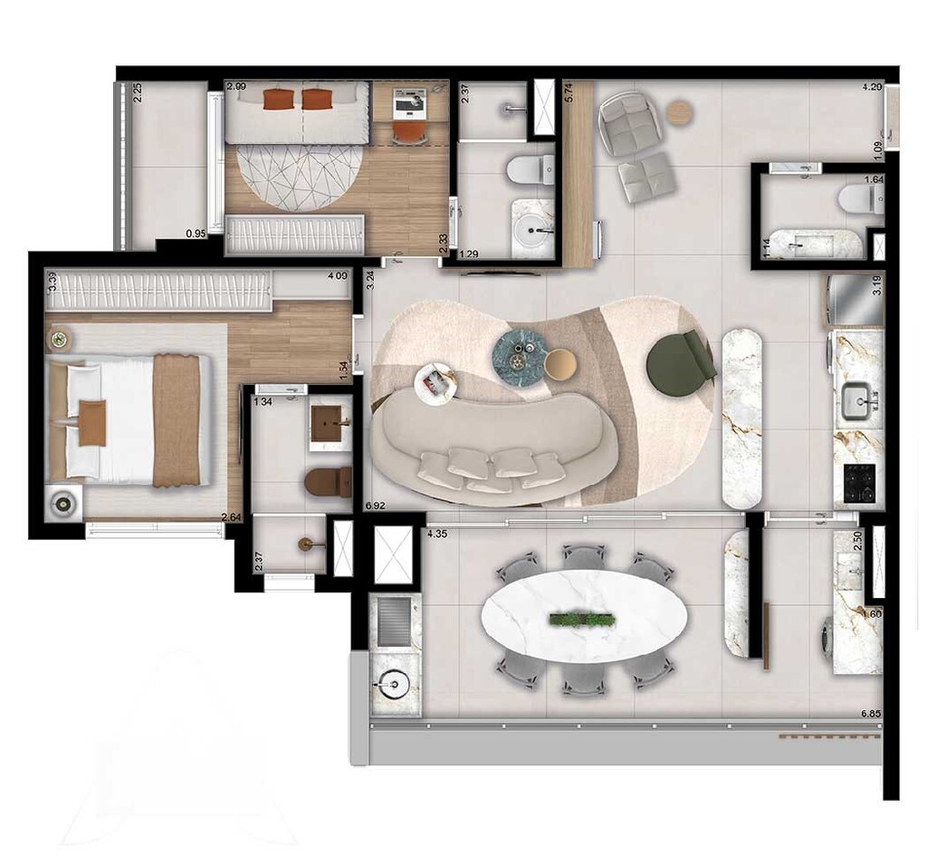 Mac Campo Belo: 2 dorm 88m² opção 1