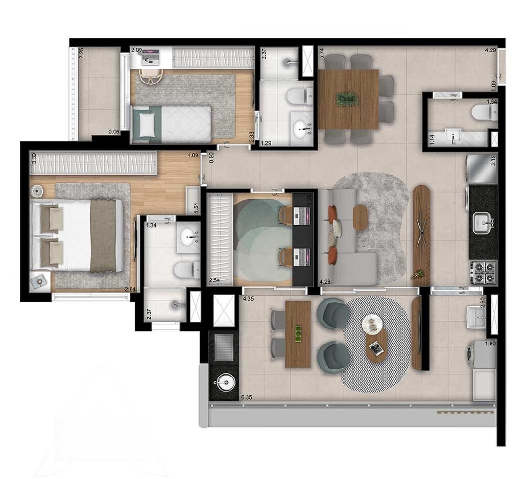 Mac Campo Belo: 3 dorm 88m² opção 2