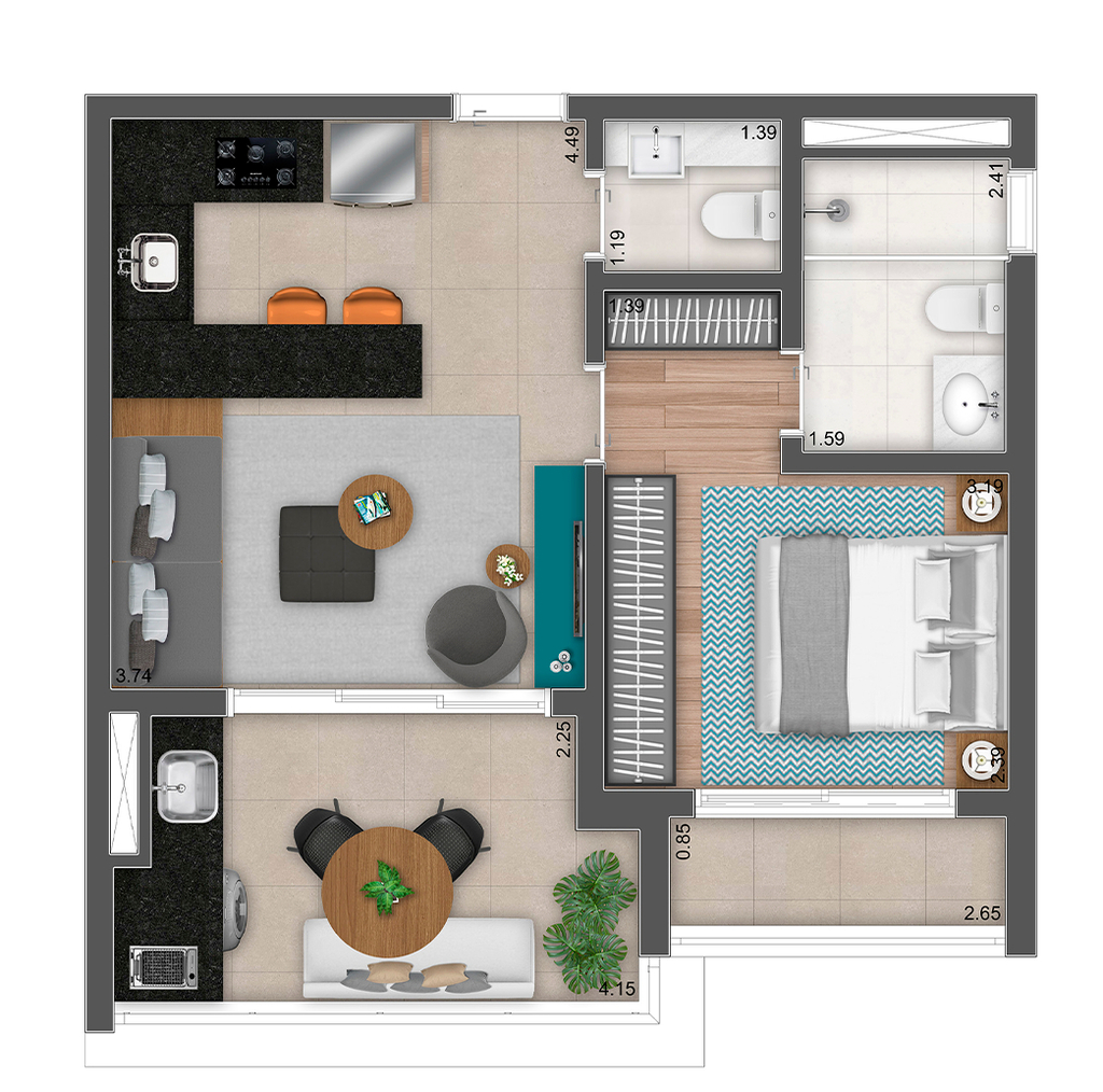 Mac Ibirapuera: 1 dorm 52m²