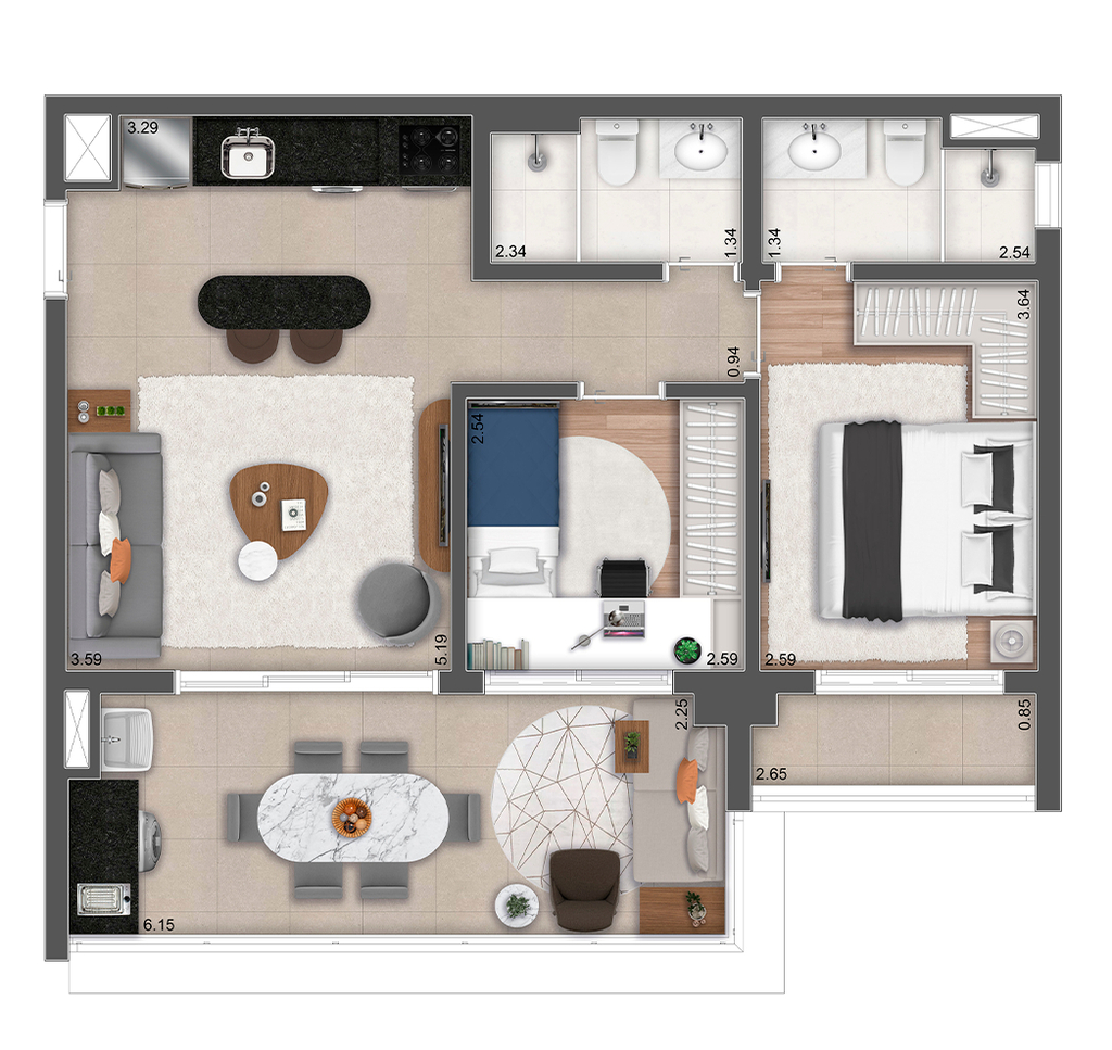 Mac Ibirapuera: 2 dorm 72m²