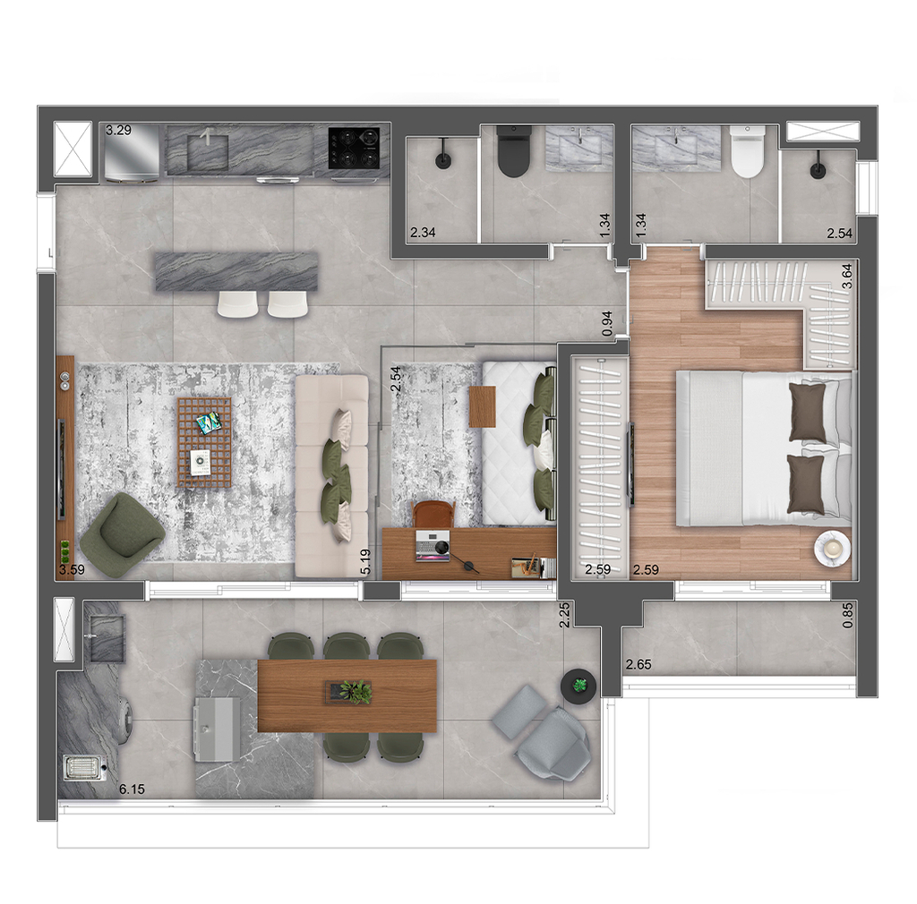 Mac Ibirapuera: 1 dorm 72m² opção