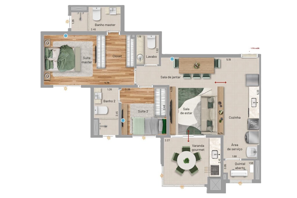 Magno Jardim: 2 dorm 72m²