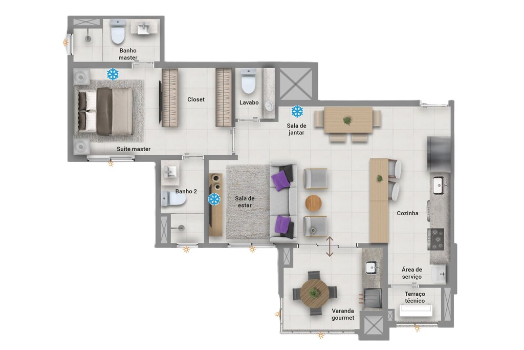 Magno Jardim: 1 dorm 72m² opção 2
