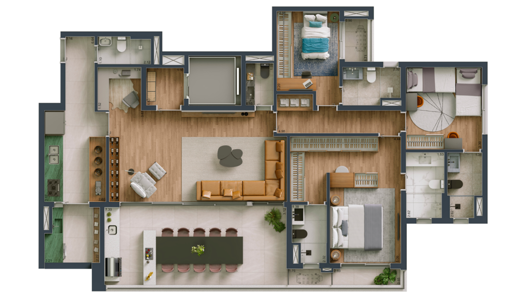 Maison Diogo By Fibra: 3 dorm 166m² opção 1
