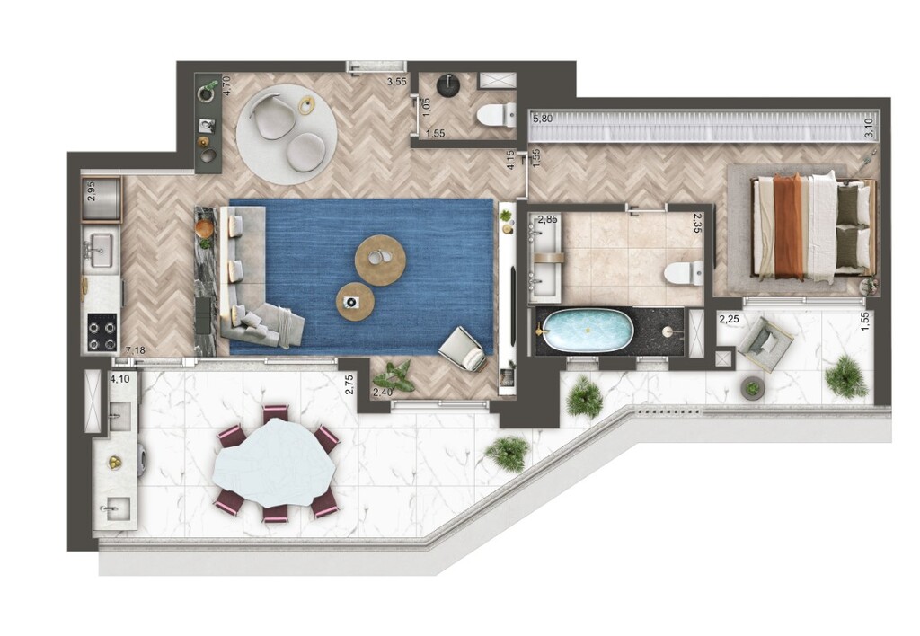 Mandarim The Legend: 1 dorm 88m² opção