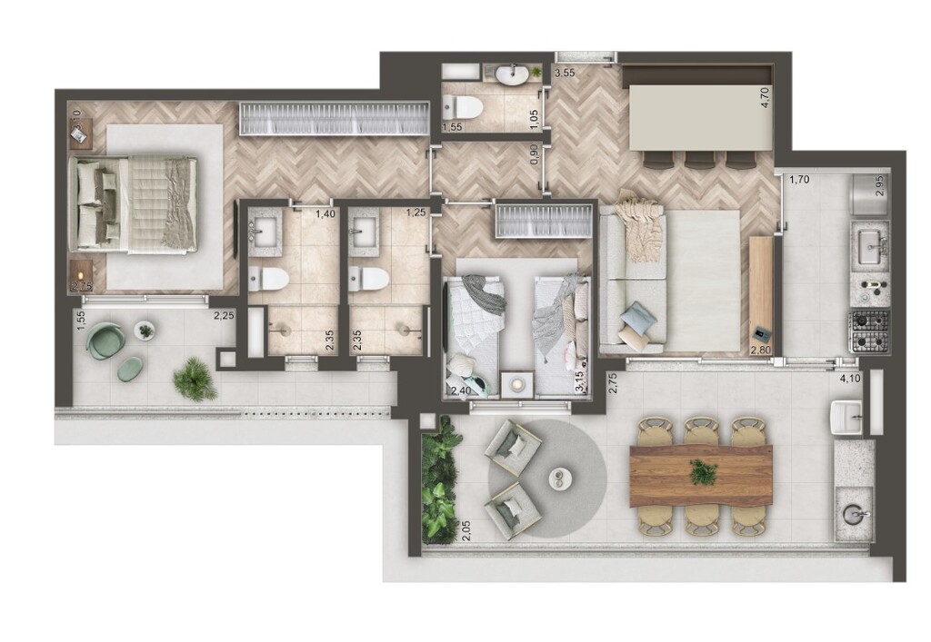 Mandarim The Legend: 2 dorm 89m²