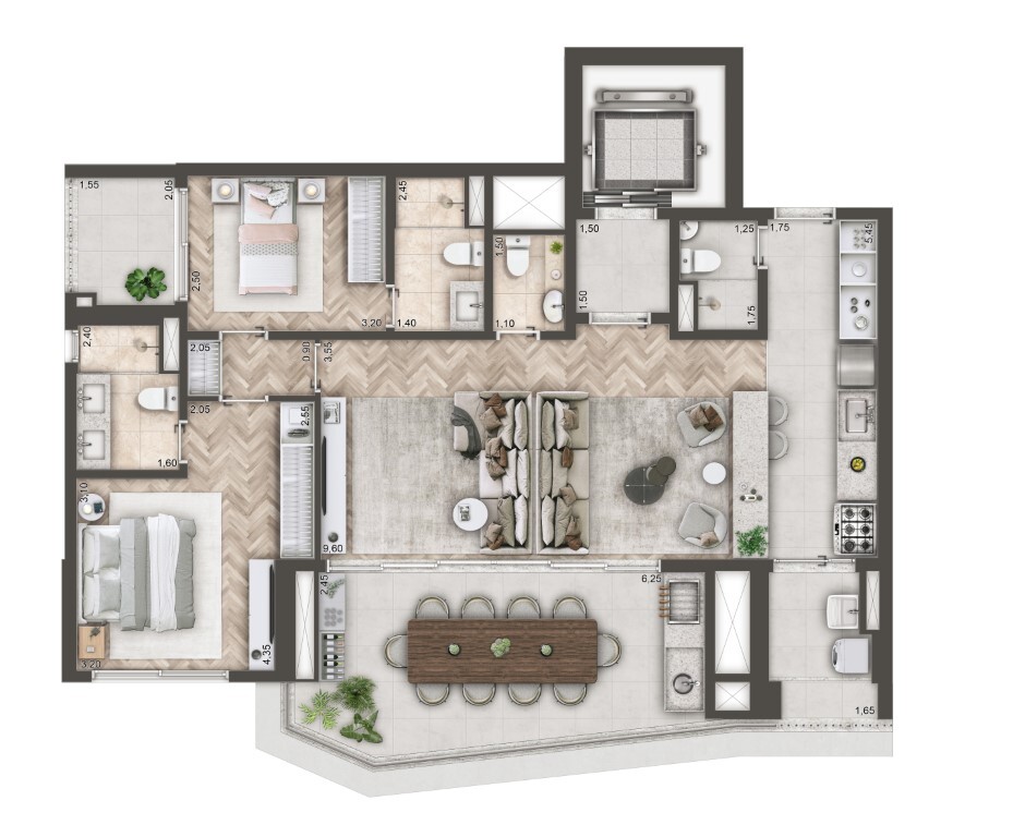 Mandarim The Legend: 2 dorm 114m² opção