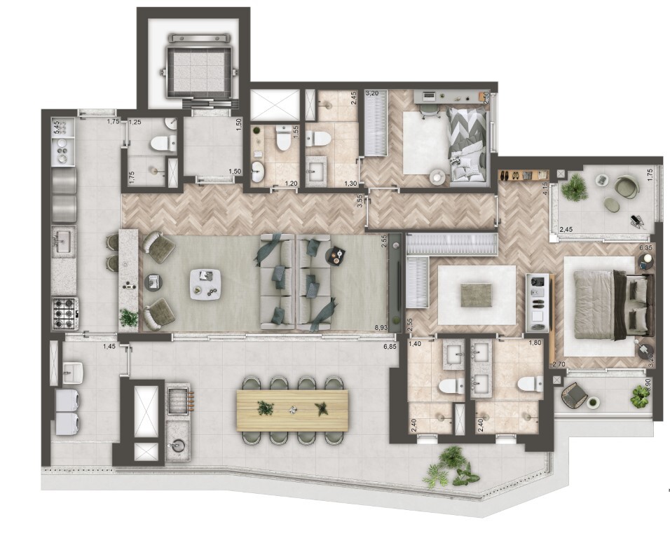 Mandarim The Legend: 2 dorm 140m² opção