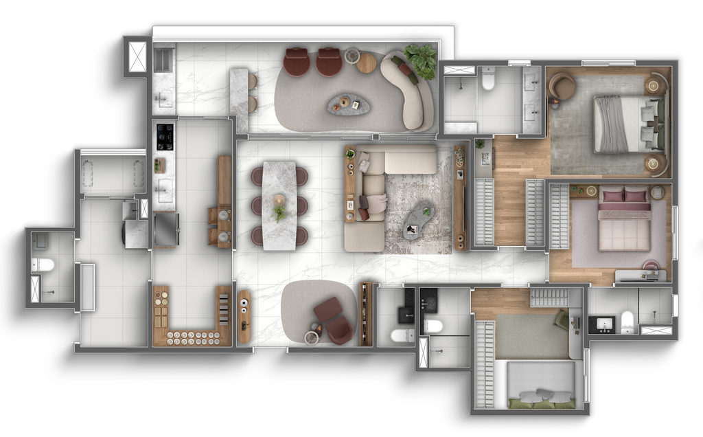 Marco Zero One: 3 dorm 152m² opção 02