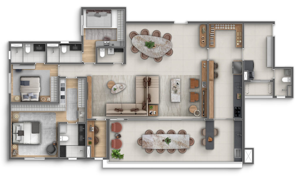 Marco Zero One: 3 dorm 202m² opção 01