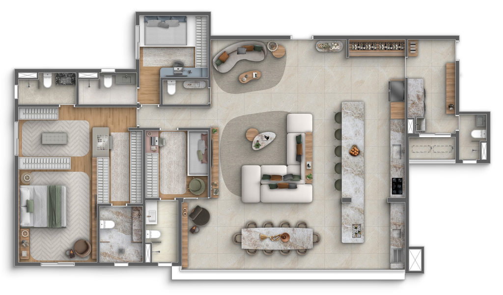 Marco Zero One: 3 dorm 202m² opção 02
