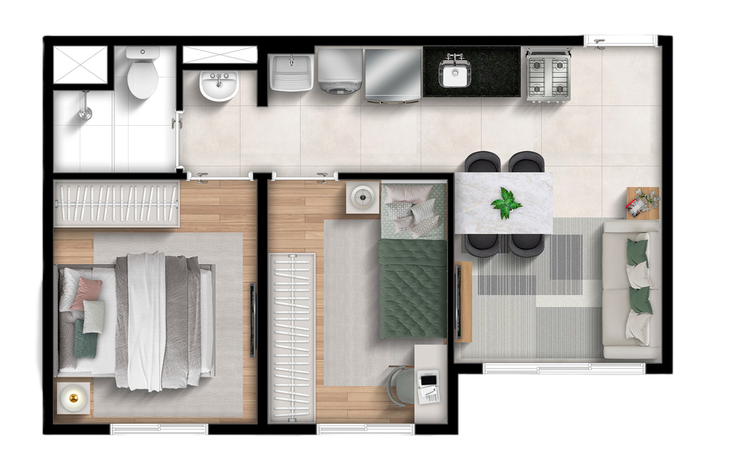 Mbigucci Joy: 2 dorm 35m²