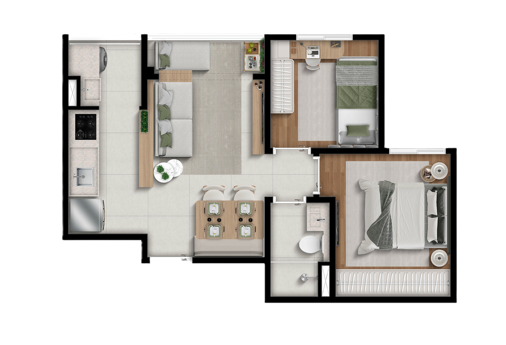 Mbigucci Joy: 2 dorm 40m²