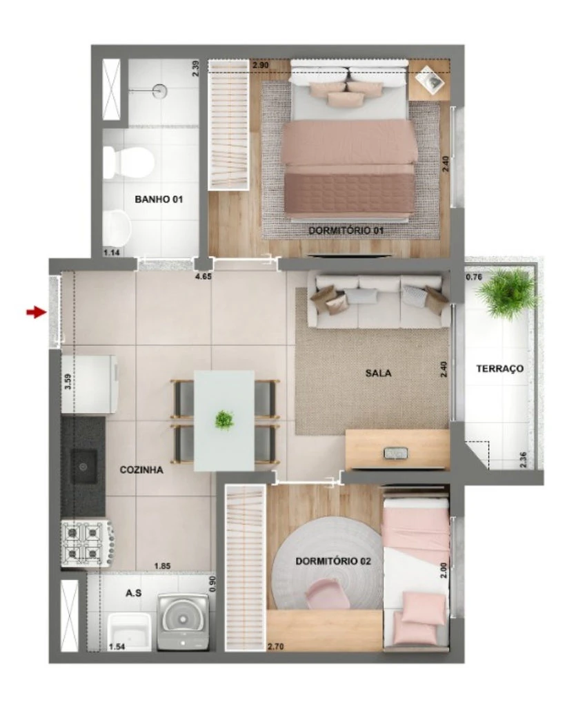 Mérito Ipiranga Fase 1: 2 dorm 37m2