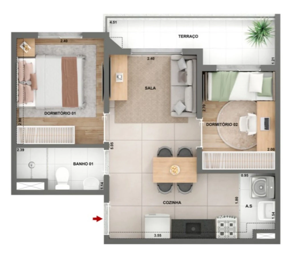 Mérito Ipiranga Fase 1: 2 dorm 41m2