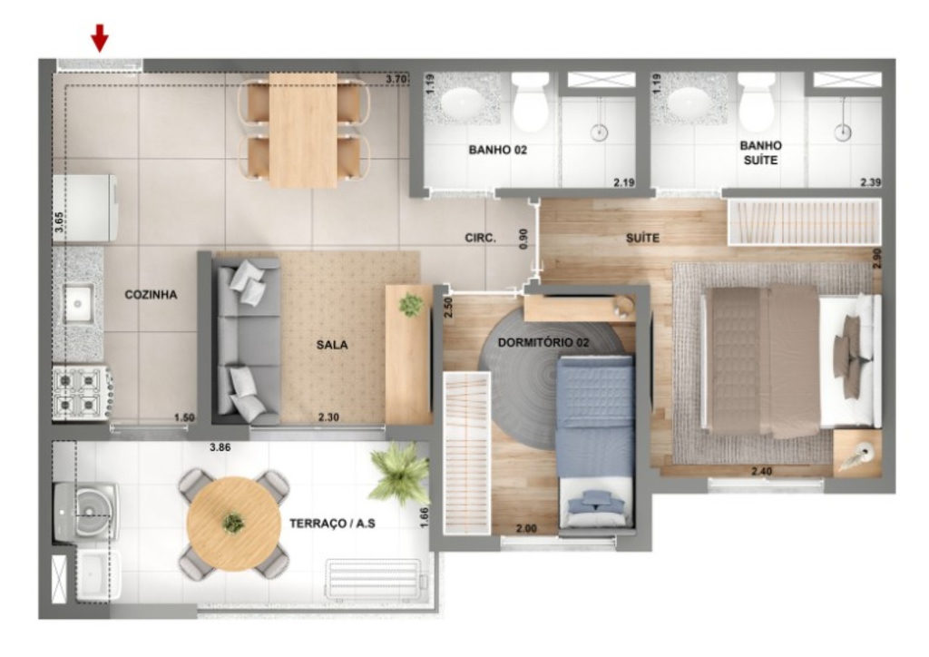 Mérito Ipiranga Fase 1: 2 dorm 45m2