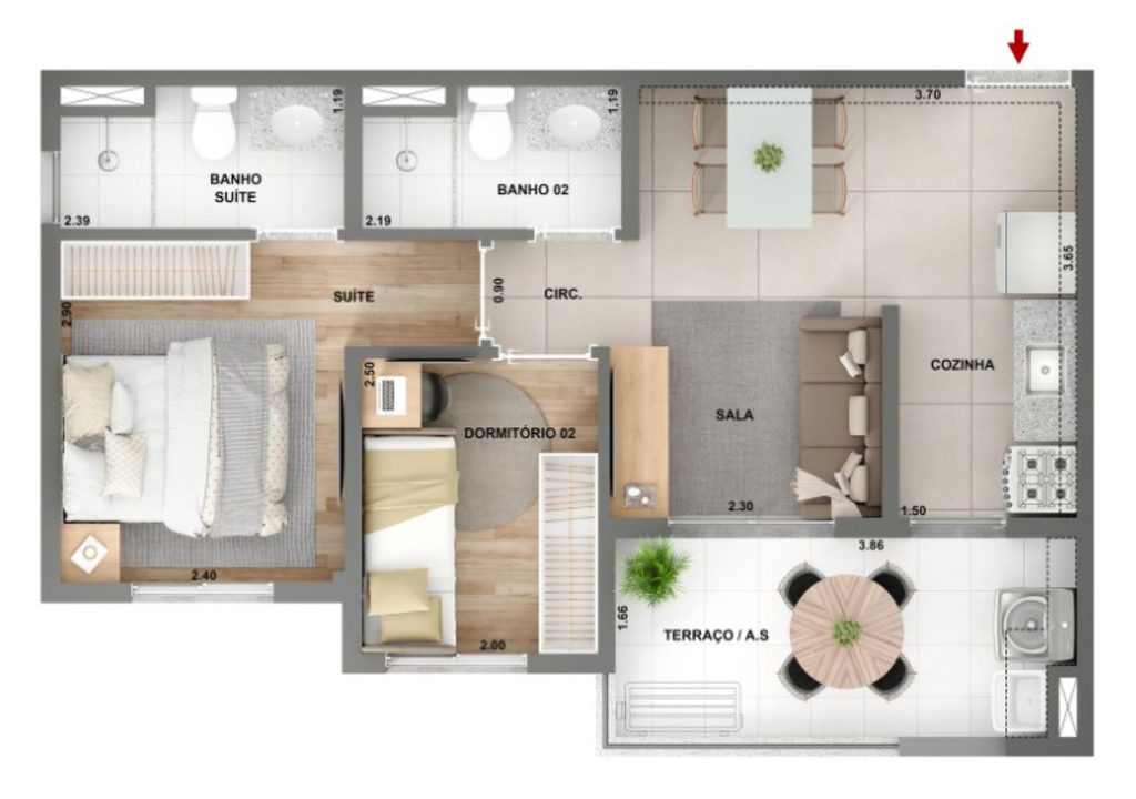 Mérito Ipiranga Fase 1: 2 dorm 45m2