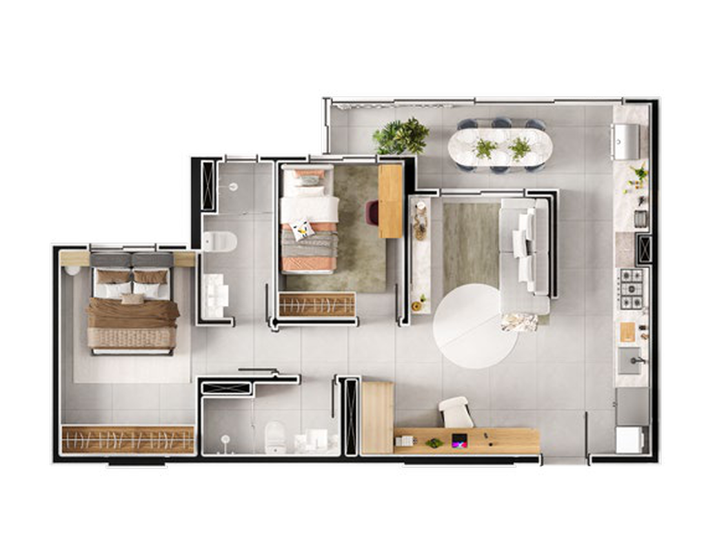 Meritt: 2 dorm 58m²