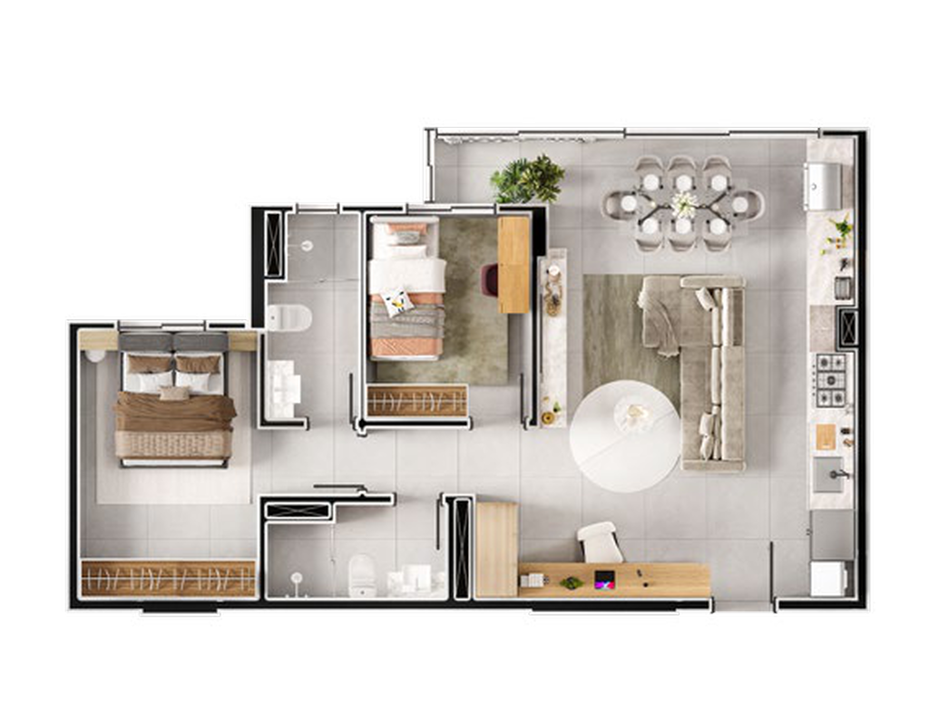 Meritt: 2 dorm 58m² opção