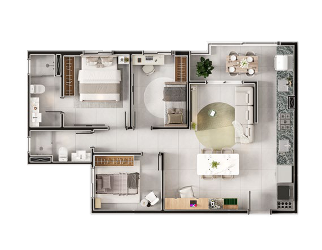 Meritt: 3 dorm 67m²