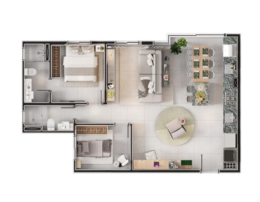 Meritt: 2 dorm 67m² opção