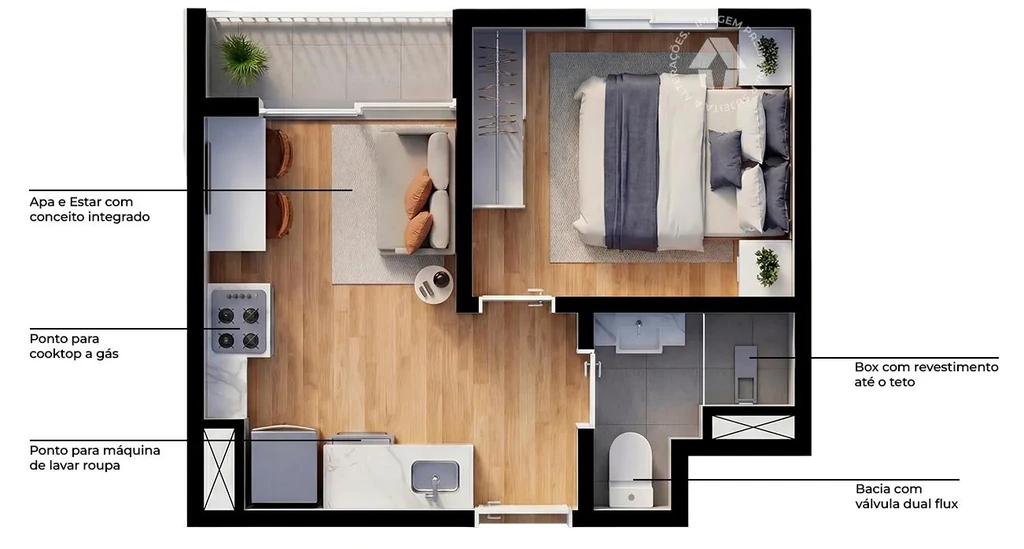 Metrocasa Alto da Boa Vista: 1 dorm 25m²