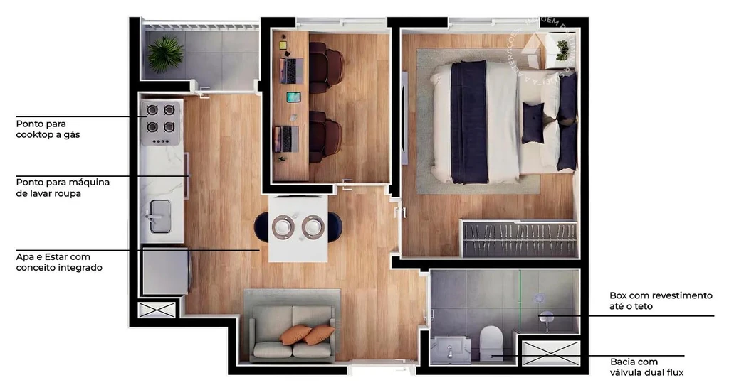Metrocasa Alto da Boa Vista: 1 dorm 27m²