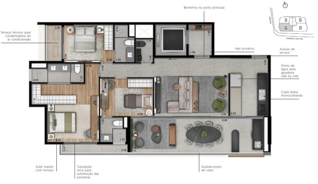 Metropolitan Vila Nova: 3 dorm 126m²