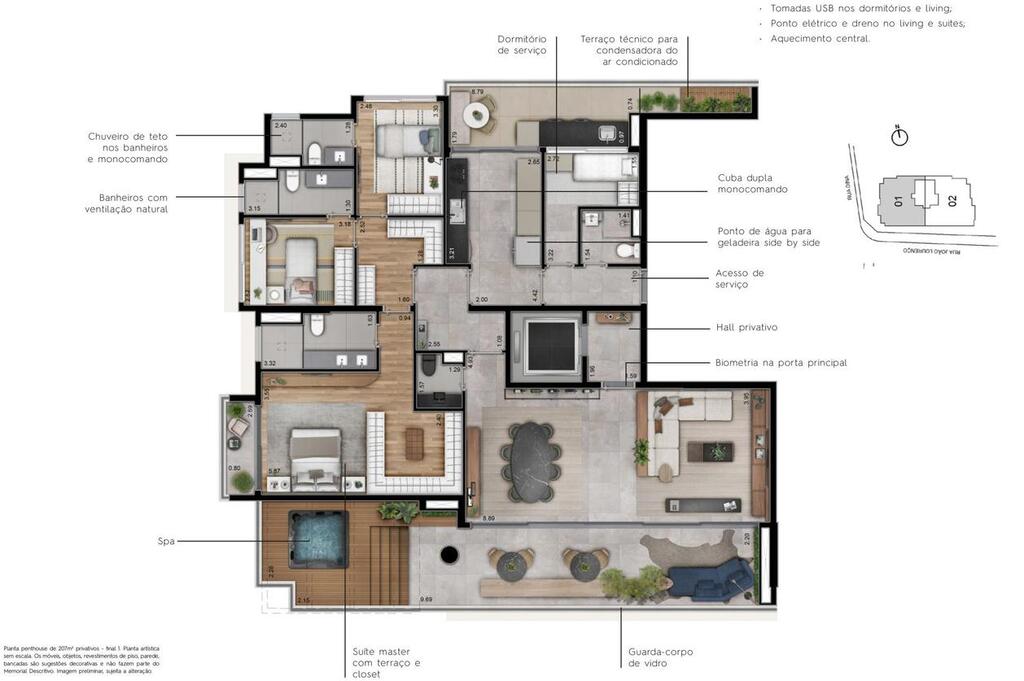 Metropolitan Vila Nova: 3 dorm 207m² cobertura horizontal