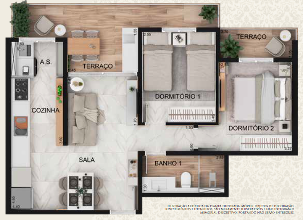 Michelângelo: 2 dorm 64m²