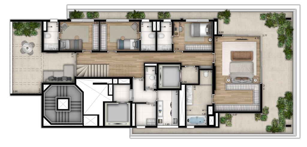 Mirage Ibirapuera: 4 dorm 427 10m² cobertura duplex inferior