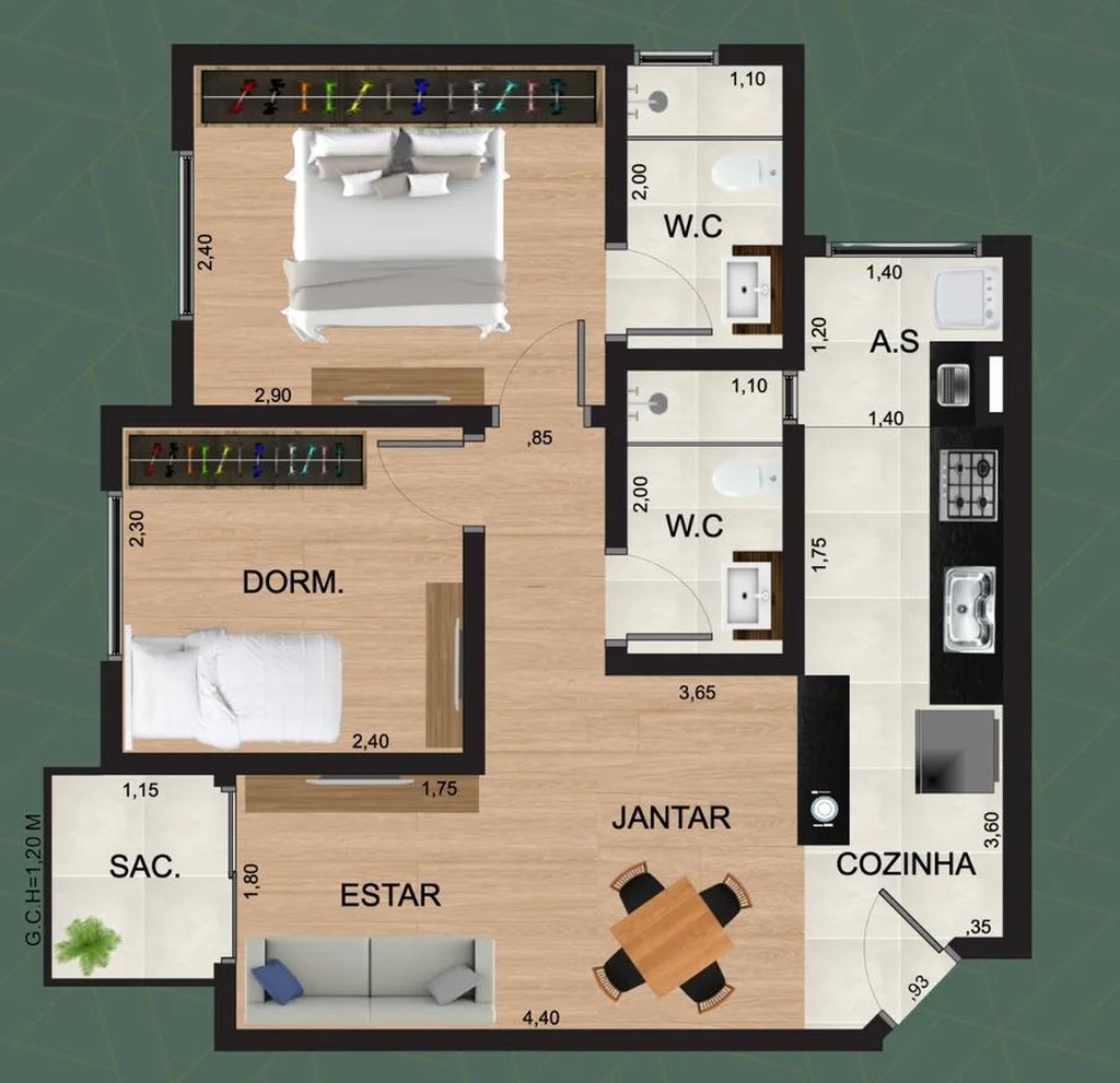 Mirante Paraúna: 2 dorm 42m²