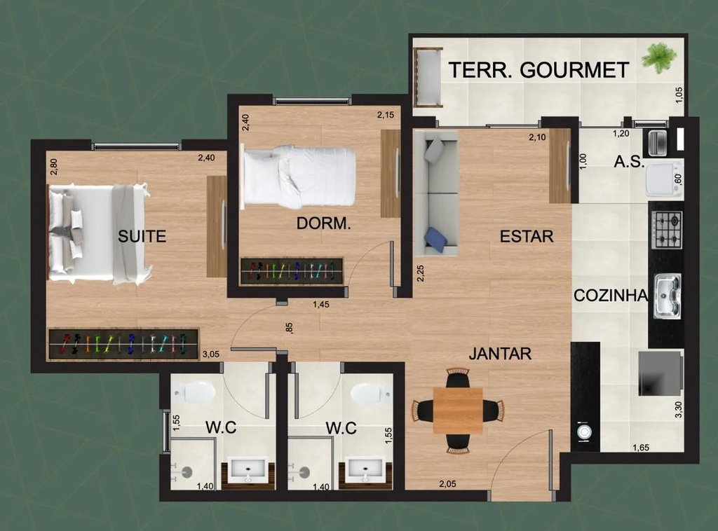 Mirante Paraúna: 2 dorm 45m²