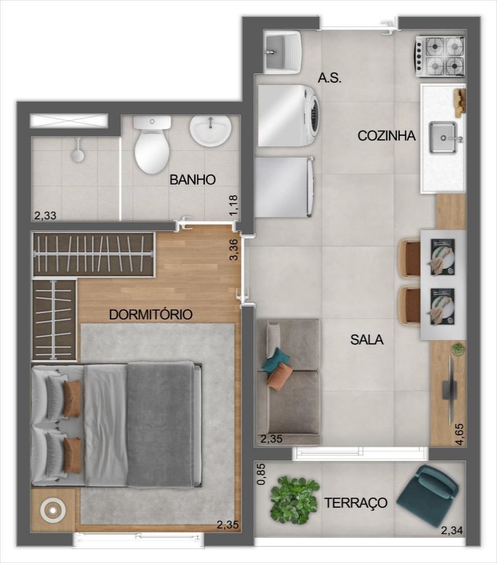 Mistá by Plano&Plano Tupinás: 1 dorm 27m²