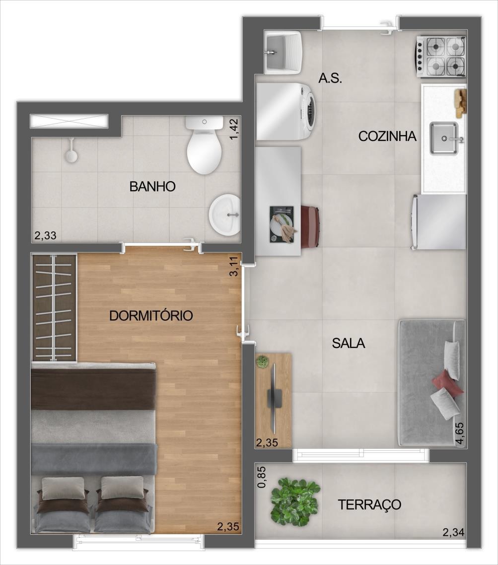 Mistá by Plano&Plano Ubiatans: 1 dorm 27m²