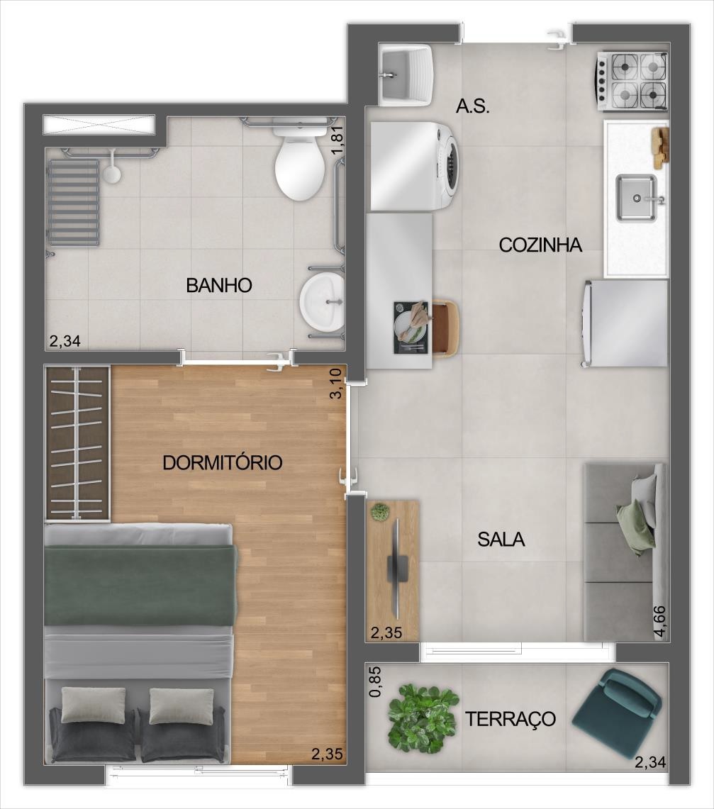 Mistá by Plano&Plano Ubiatans: 1 dorm 27m²