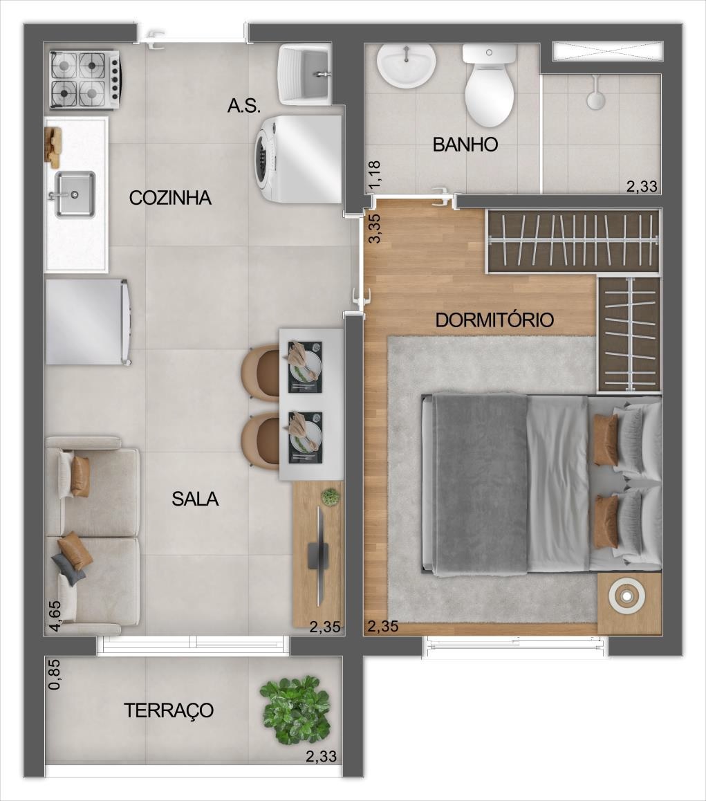 Mistá by Plano&Plano Ubiatans: 1 dorm 27m²