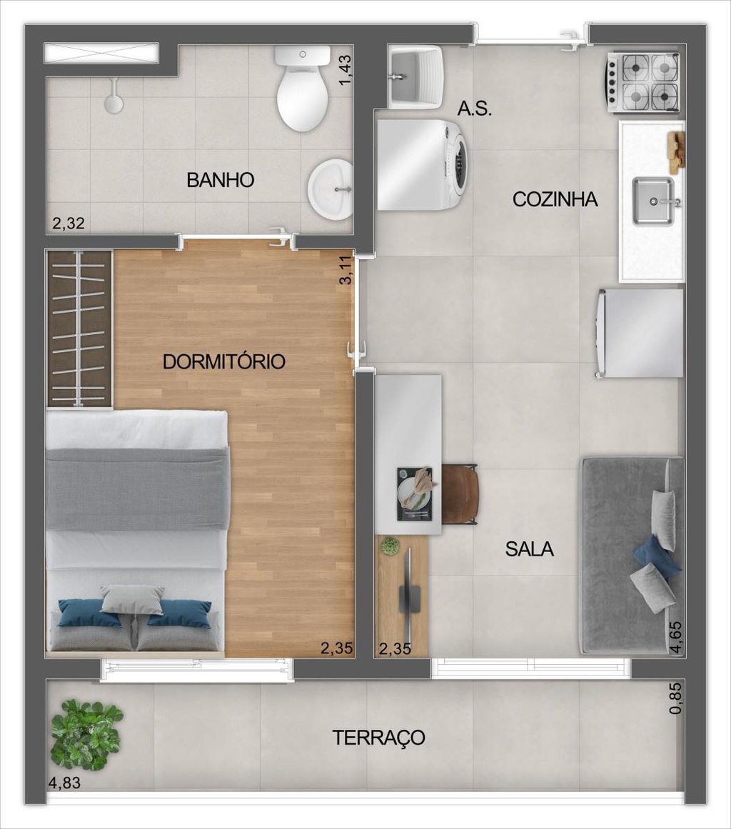 Mistá by Plano&Plano Ubiatans: 1 dorm 29m²