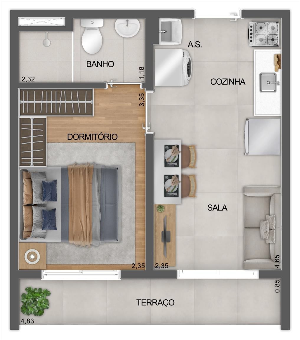 Mistá by Plano&Plano Ubiatans: 1 dorm 29m²